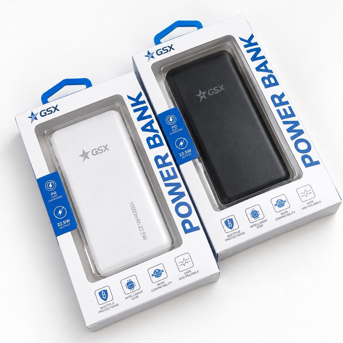 Power bank GSX 10.000 mAh 22,5 W en blanco y negro